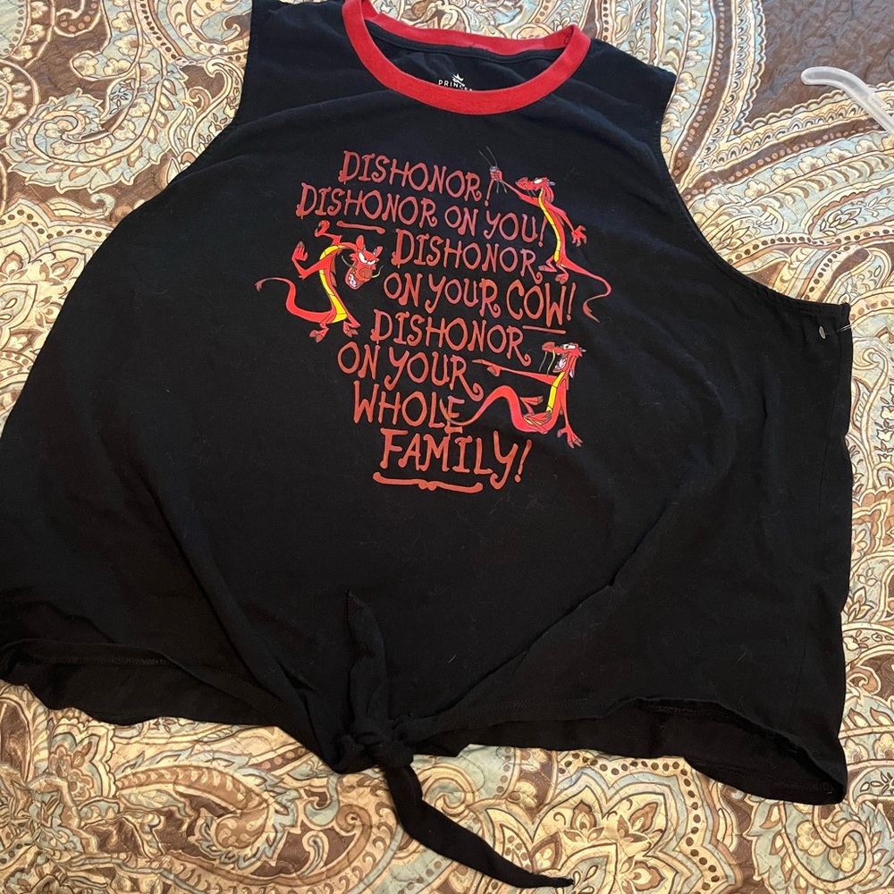 Torrid Disney Mulan Mushu tie tank top